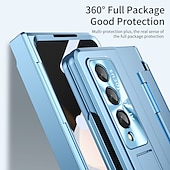 Недорогие Чехлы для Samsung-телефон Кейс для Назначение SSamsung Galaxy Z-сгиб 6 Z Fold 5 Z Fold 4 Z Fold 3 Чехол со стендом Флип Полная защита тела Однотонный ПК