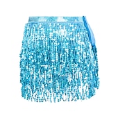 cheap Great Gatsby-Women Sequin Hip Skirt Fringe Tassel Wrap Scarf Party Rave Festival Outfit Halloween Belly Dance Costume Party Club