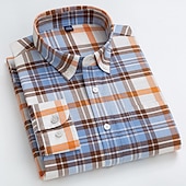 voordelige oxford-overhemden voor heren-Voor heren Overhemd Button-down overhemd Shirt met kraag Oxford overhemd Schotse ruit Bruiloft Casual A B F G Lange mouw Alle seizoenen Kleding