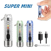 abordables Linternas-mini llavero linterna lámpara recargable antorcha súper brillante con imán camping luz uv potentes luces de iluminación portátiles