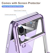 billiga Skal och fodral till Samsung-Mobilskal för Samsung Galaxy Z Flip 5 Z Flip 4 Flip ringhållare dammskydd kameraobjektivskydd enhetlig färg TPU