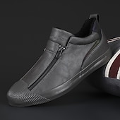 abordables Baskets-baskets à enfiler en cuir jaune pour hommes avec fermeture à glissière pour une tenue décontractée