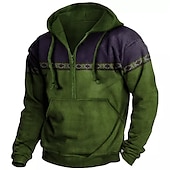baratos moletons 3d masculinos-Homens Bloco de cor Estilo Boêmio Moletom Moletons Moletons com zíper Manga Longa Moletom com capuz Com Capuz Designer Impressão 3D Diário Feriado Para Noite Azul Roxo Half Zip Bolso frontal