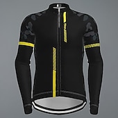 tanie Męskie koszulki-Męskie Koszulka rowerowa Geometryczny Niejednolita całość Wzory Długi rękaw Rower Dżersej Top z 3 tylnymi kieszeniami Kolarstwo górskie Kolarstwie szosowym Keep Warm Odporny na UV Kolarstwo Szybkie