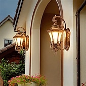 abordables luces de pared al aire libre-Aplique de pared led accesorio de iluminación antiguo aplique de pared linterna externa impermeable a prueba de óxido de aluminio linterna de vidrio lámpara de pared linterna patio jardín balcón