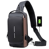 abordables Bolsos y mochilas para portátil-Bolsa antirrobo para computadora con puerto de carga USB, mochila impermeable y resistente a los arañazos, bolsa portátil para el pecho