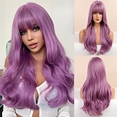 economico Parrucche trendy sintetiche-parrucca bionda lunga ombre per le donne 26 pollici parrucche ondulate bionde sintetiche parte centrale capelli resistenti al calore lunga parrucca bionda per abbigliamento da festa quotidiano