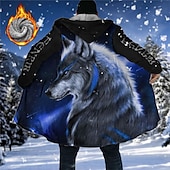 economico giacca in pile da uomo-Per uomo Cappotto invernale Giacca in pile Cappotto Sportivo Da tutti i giorni Tenere al caldo Traspirante Cerniera Tasche Autunno inverno Animali Lupo Di tendenza Streetwear Felpa Lungo Standard