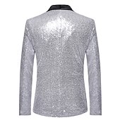cheap Men&#039;s Blazers-Men&#039;s Blazer Cocktail Party Bar Shining Outdoor Pocket Sequin Fall Winter Plain Stylish Warm Ups Shawl Collar Black Silvery Wine Royal Blue Gold Jacket