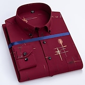 preiswerte Button-Down-Hemden für Herren-Herren Kleidhemd Durchgeknöpft Hemd Bügelfreies Hemd Kragenhemd Stretch Tartan Hochzeit Arbeit Wein Schwarzgrau Schwarz Weiß Langarm Quadrathals Ganzjahres Bekleidung