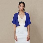 billiga bröllop gäst wraps-Sjalar Damens Wrap Bolero Shrug Kappor  Jackor Elegant Solskydd Kortärmad Chiffon Bröllop Wraps Med Ren Färg För Formell Vår  Höst klä dig för att imponera