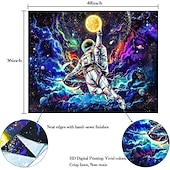 billige Blacklight -billedvev-astronaut blacklight uv reaktiv veggteppe måne basketball kunst dekor teppe gardin piknik duk hengende hjem soverom stue sovesal dekorasjon gave polyester