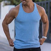 economico Canotte da palestra-Per uomo Canotta Maglietta smanicata Canottiera Maglietta senza maniche Senza Maniche Collo a U Estate Primavera A righe Moda Streetwear Interno Palestra Sport Nero Bianco Blu marino scuro Maglietta