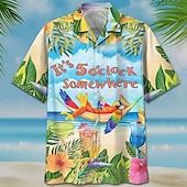 economico Uccelli &amp; Animali-Per uomo Alfabetico Pappagallo Spiaggia Camicia Camicia hawaiana Camicia Aloha Manica corta Camicia Collo ripiegabile Tropicale Di tendenza Hawaiano Informale Hawaiano Per eventi Bianco Blu Azzurro