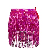 cheap Great Gatsby-Women Sequin Hip Skirt Fringe Tassel Wrap Scarf Party Rave Festival Outfit Halloween Belly Dance Costume Party Club