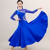 voordelige Ballroom danskleding-Ballroomdansen Kleding Strass Gesplitst Dames Prestatie Opleiding Lange mouw Chinlon Synthetische zijde