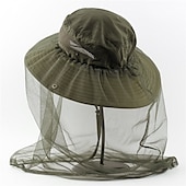 cheap Outdoor Headwear-Men&#039;s Women&#039;s Sun Hat Hiking Hat Mosquito Head Net Hat 1 pcs Summer Outdoor Portable Anti-Mosquito Anti-Eradiation Comfortable Patchwork Polyester Army Green Khaki Dark Gray for Fishing