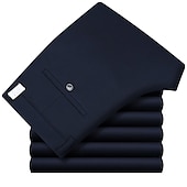 preiswerte Schlank-Herren Anzughosen Hose Hosen Tasche Gerade geschnitten Glatt Hochzeit B¨¹ro Arbeit Baumwollmischung Schick &amp; Modern Ausgefallene Weiß Wein Hoher Taillenbund Mikro-elastisch