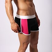 preiswerte Herren Badehosen-Herren Bademode Badehosen Elastische Taille Farbblock Buchstabe Atmungsaktiv Weich Einfach Komfort Weiß Rosa