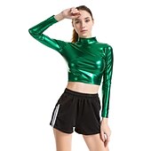 levne Topy-Kovový 80. léta Lesklý latexový patent Krátký top PU kůže Dámské Karnevalový kostým Plesová maškaráda Párty loučení se svobodou nevěsty Pride Parade Dospělé Vrchní deska