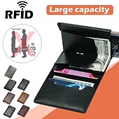 זול holder כרטיס RFID-מחזיק כרטיס בנק ID ארנק יוקרה מותג גברים חוסם RFID מוגן עור דק מינימלי קטנים ארנקי כסף