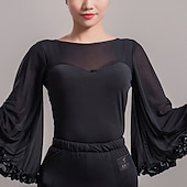 voordelige Latin danskleding-Latijnse dans Ballroomdansen Top Pure Kleur Gesplitst Dames Prestatie Opleiding 3/4 mouw Netstof Synthetische zijde