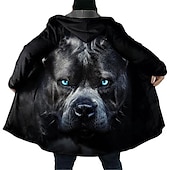 Men's Animal Dog Graphic Prints Winter Coat Fleece Jacket Coat Warm Comfortable Breathable Fashion Streetwear Sport Sports & Outdoor Daily Wear Going out Zipper Pocket Print Fall & Winter Hoodie Long4