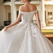 cheap Formal Wedding Dresses-Engagement Formal Wedding Dresses Two Piece Off Shoulder Cap Sleeve Court Train Satin Bridal Gowns With Beading Appliques 2025