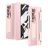 Недорогие Чехлы для Samsung-Чехол для телефона для Samsung Galaxy Z Fold 5 Z Fold 4 Z Fold 3 Flip бамперный флип полный корпус защитный однотонный ПК PU кожа