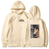 economico Grafica di personaggi di cartoni animati e film-One Piece Monkey D.Rufy Felpa con cappuccio Cartone animato Manga Manga Tasca frontale Grafica Per Da coppia Per uomo Per donna Per adulto Stampa a caldo