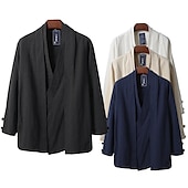 preiswerte Lässige Jacken-Herren Leichte Jacke Sommerjacke Leinenjacke Urlaub Alltagskleidung Langlebig Lässig / Alltäglich 2 in 1 Winter Frühling &amp; Herbst Einfarbig Japan und Korea Style Freizeit Regulär Schwarz Wei