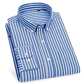voordelige oxford-overhemden voor heren-Voor heren Overhemd Button-down overhemd Shirt met kraag Strijkvrij overhemd Oxford overhemd Gestreept Bruiloft Buiten Zwart+Wit+Marineblauw Wit Marineblauw blauw Lange mouw Strijkijzer Lente &amp; Herfst