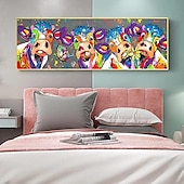 cheap Animal Paintings-Oil Painting 100% Handmade Hand Painted Wall Art On Canvas Colorful Cattles Animal Series Modern Abstract Home Decoration Decor Rolled Canvas No Frame Unstretched 150*50cm