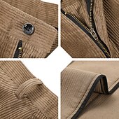 tanie Szczupły-Męskie Garnitury Spodnie sztruksowe Spodnie zimowe Spodnie Kieszeń Prosta noga Równina Komfort Ciepłe Ślub Biuro Biznes Moda miejska Codzienny Czarny Granatowy Średnio elastyczny