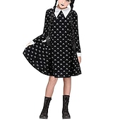 levne Dívčí kostýmy-Středa Addams Addamsova rodina středa Šaty Cosplay Paruky gotický Filmové kostýmy for Dívčí Dětské Plesová maškaráda