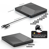 billiga Ljud- och bildtillbehör-extern cd dvd-enhet 7 i 1 ultratunn cd-brännare usb 3.0 med 4 usb-portar och 2 tf/sd-kortplatser optisk diskenhet för bärbar dator mac pc windows 11/10/8/7 linux os