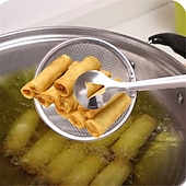 economico Griglie e cucina all&#039;aperto-Pinza per filtro a maglia fine in acciaio inossidabile Cucchiaio per filtro dell&#039;olio 2 in 1 colino per olio con clip per filtro olio per friggere filtro per barbecue multifunzionale filtro per filtro