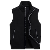 preiswerte Herren Strickjacke-Herren Pullunder Strickjacke Reißverschluss-Pullover Pulloverjacke Fleece Pullover Stricken Gestrickt Einfarbig Stehkragen Moderne zeitgenössische Outdoor Lässig Bekleidung Winter Schwarz Wein S M L