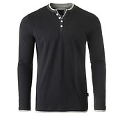 economico Maglietta casual Henley-Per uomo Maglietta con bottoni Maglia Henley Maglietta Camicia a Maniche Lunghe Manica Lunga Henley Primavera &amp; Estate Semplice Moda Streetwear Casual Quotidiano Bottoni All&#039;aperto Sport Uscire Nero