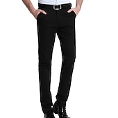 economico Sottile-Per uomo pantaloni della tuta Pantaloni Tasche Gamba dritta Liscio Matrimonio Ufficio Attività commerciale Misto cotone Moderno Da cerimonia Nero Bianco Media elasticità