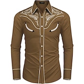 preiswerte Westernhemden für Herren-Herren Leopard Hemd Westernhemd Cowboy-Shirt Langarm Modisch Designer Brautkleider schlicht Outdoor Festtage Herbst Winter Umlegekragen Bedruckt Button-Down Blau Braun Khaki Schwarz / Rosa
