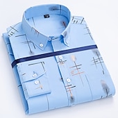 preiswerte Button-Down-Hemden für Herren-Herren Kleidhemd Durchgeknöpft Hemd Bügelfreies Hemd Kragenhemd Stretch Tartan Hochzeit Arbeit Wein Schwarzgrau Schwarz Weiß Langarm Quadrathals Ganzjahres Bekleidung