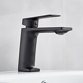 voordelige Badkamer wastafelkranen-wastafelmengkraan voor de badkamer, monobloc wastafelkranen voor de wasruimte, enkele handgreep, één gat op het dek gemonteerd met warme en koude slang