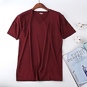 economico Magliette casual da uomo-Per uomo Maglietta Manica Corta Scollo a V Estate Primavera Colore Solido / Tinta Unita Senza cuciture Essenziale Casual Casuale Quotidiano Rosso bordeaux Nero Bianco Maglietta Top per Uomo