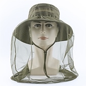 cheap Outdoor Headwear-Men&#039;s Women&#039;s Sun Hat Hiking Hat Mosquito Head Net Hat 1 pcs Summer Outdoor Portable Anti-Mosquito Anti-Eradiation Comfortable Patchwork Polyester Army Green Khaki Dark Gray for Fishing