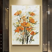 cheap Floral/Botanical Paintings-Handmade Hand Painted Oil Painting Wall Modern Fashion Abstract Flower Canvas Painting Home Decoration Decor Rolled Canvas Paingtings