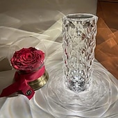 billige Projektorlys og laserprojektor-krystall bordlampe rose lys led projektor 3 farger touch justerbar romantisk diamant atmosfære lys usb touch nattlampe for bar, soverom, julevalentin gave til barn jenter elsker