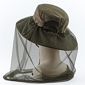 cheap Outdoor Headwear-Men&#039;s Women&#039;s Sun Hat Hiking Hat Mosquito Head Net Hat 1 pcs Summer Outdoor Portable Anti-Mosquito Anti-Eradiation Comfortable Patchwork Polyester Army Green Khaki Dark Gray for Fishing