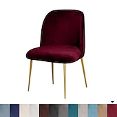 abordables Funda para silla de comedor-Funda para silla de comedor, tapizada en terciopelo elástico, funda para silla de comedor lateral, funda para silla de comedor con respaldo curvo en color burdeos y rojo, fundas para sillas de