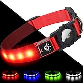 cheap Airtag Cases-LED Dog Collar with AirTag Holder – IPX7 Waterproof USB-C Rechargeable Glow Nylon Pet Collar for Small Dogs &amp; Puppies, Light Up Flashing for Night Walking